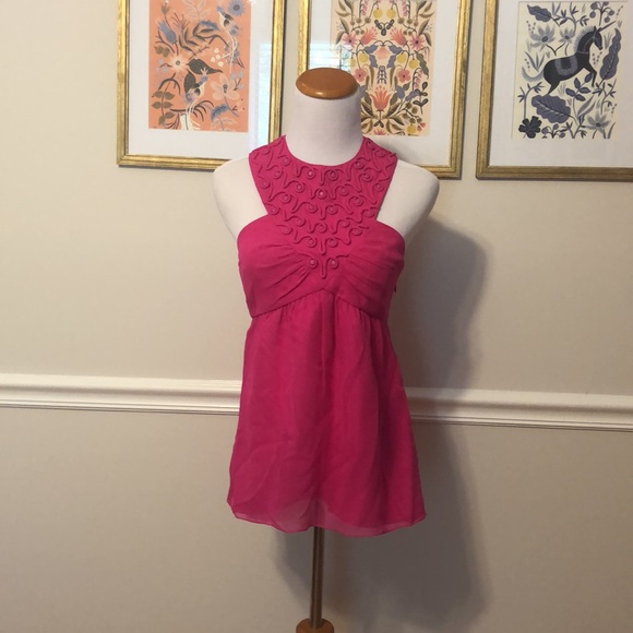 Tibi hot pink fuchsia 100% silk halter top size 4 - Picture 2 of 10